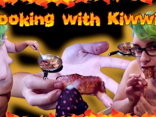 Cooking With Kiwwi And Eating CUM Covered BACON!