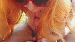 Destroyed Premature Spunk On Enormous Breasts – Redhead Caught Under Public Beach Parking