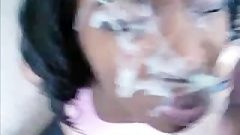 Suggestive Black GF Gets Face Covered With Jizz