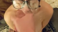 Fair-haired Takes Glasses Covered By Gigantic Facial Cum Shot