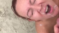 Public Blow-Job On The Beach With Facial
