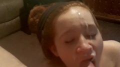 Young Petite Young Redhead Receives Her First Big, Messy Facial
