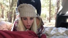 Arousing Amateur Couple Bangs In The Woods With Facial And Records It