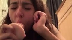 Amateur Whore Sucks On Sextoy And Begs For Spunk On Face