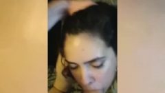 Brunette Young Gf Sucks My Massive Penis And Takes A Facial