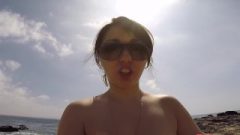 Miriam Prado Busty Does A Hand Job With Cum-Shot On Her Breasts On The Beach